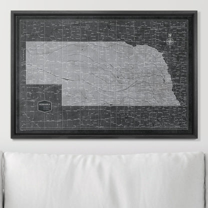 Push Pin Nebraska Map (Pin Board) - Modern Slate CM Pin Board