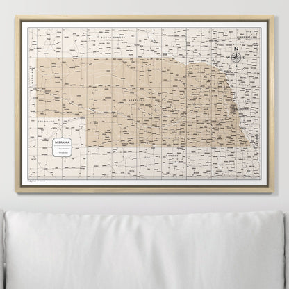 Push Pin Nebraska Map (Pin Board) - Light Brown Color Splash CM Pin Board