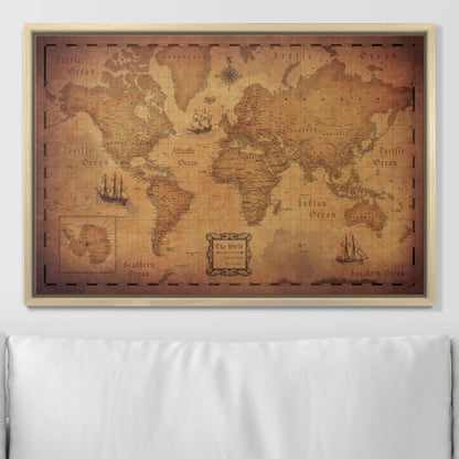 Push Pin World Map (Pin Board) - Golden Aged CM Pin Board