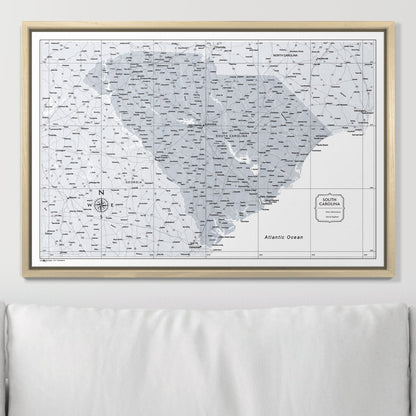 Push Pin South Carolina Map (Pin Board) - Light Gray Color Splash CM Pin Board