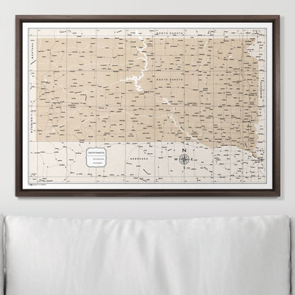 Push Pin South Dakota Map (Pin Board) - Light Brown Color Splash CM Pin Board