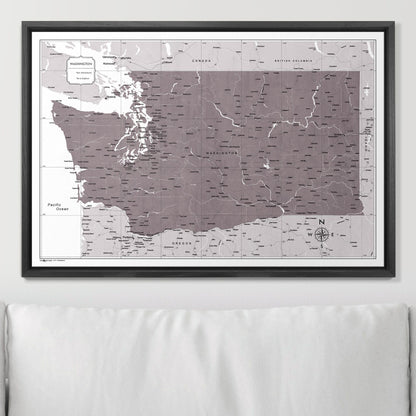 Push Pin Washington Map (Pin Board) - Dark Brown Color Splash CM Pin Board