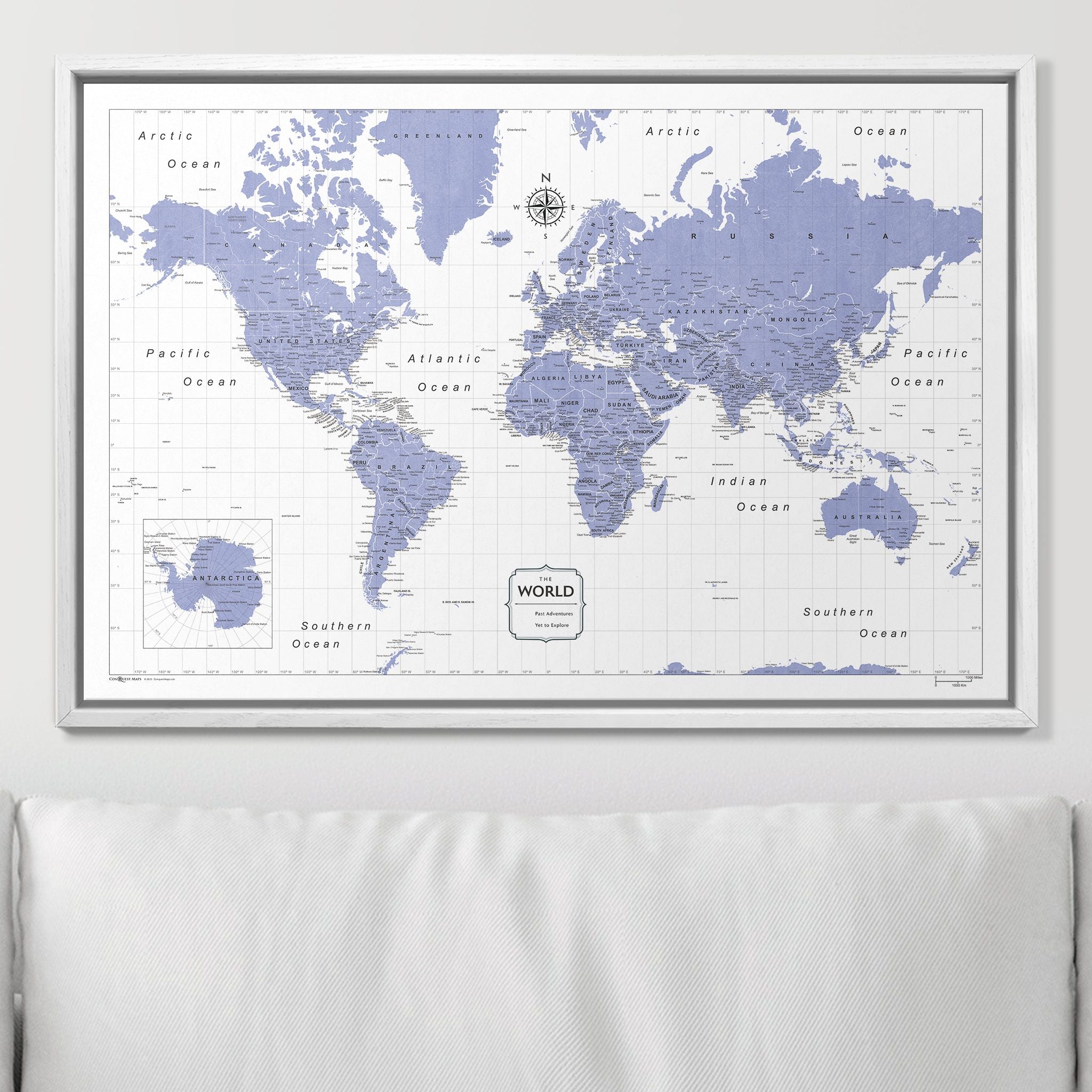 Push Pin World Map (Pin Board) - Purple Color Splash CM Pin Board