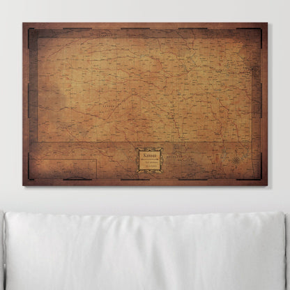 Push Pin Kansas Map (Pin Board) - Golden Aged CM Pin Board