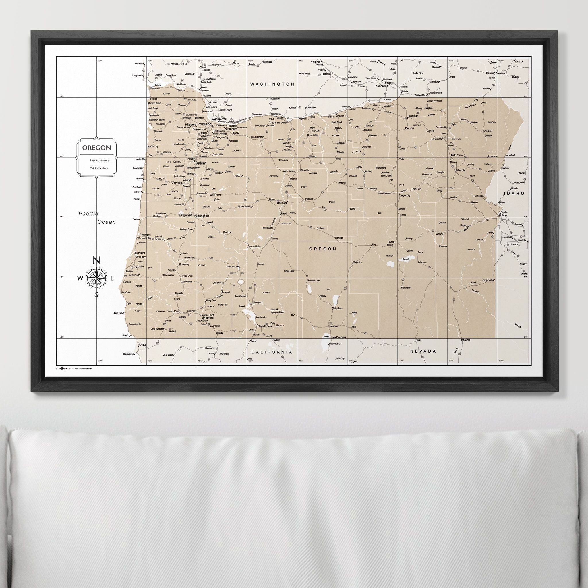 Push Pin Oregon Map (Pin Board) - Light Brown Color Splash CM Pin Board