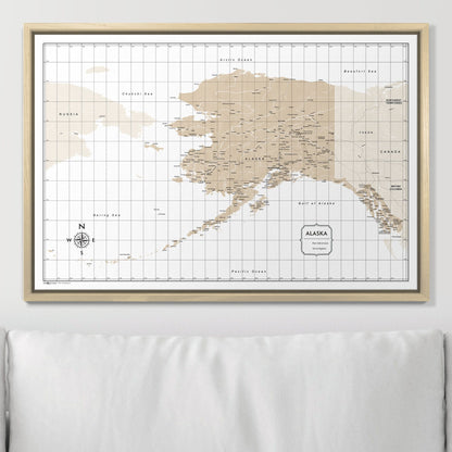 Push Pin Alaska Map (Pin Board) - Light Brown Color Splash CM Pin Board