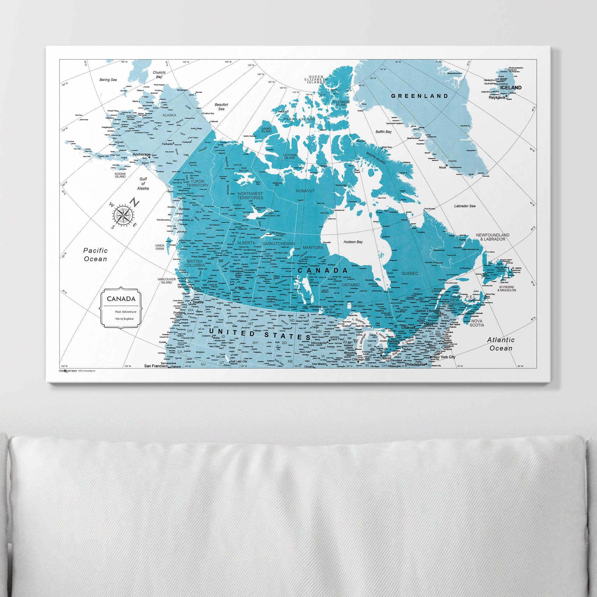 Push Pin Canada Map (Pin Board) - Teal Color Splash CM Pin Board