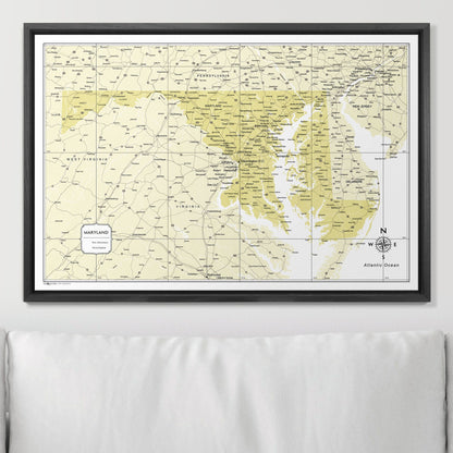 Push Pin Maryland Map (Pin Board) - Yellow Color Splash CM Pin Board