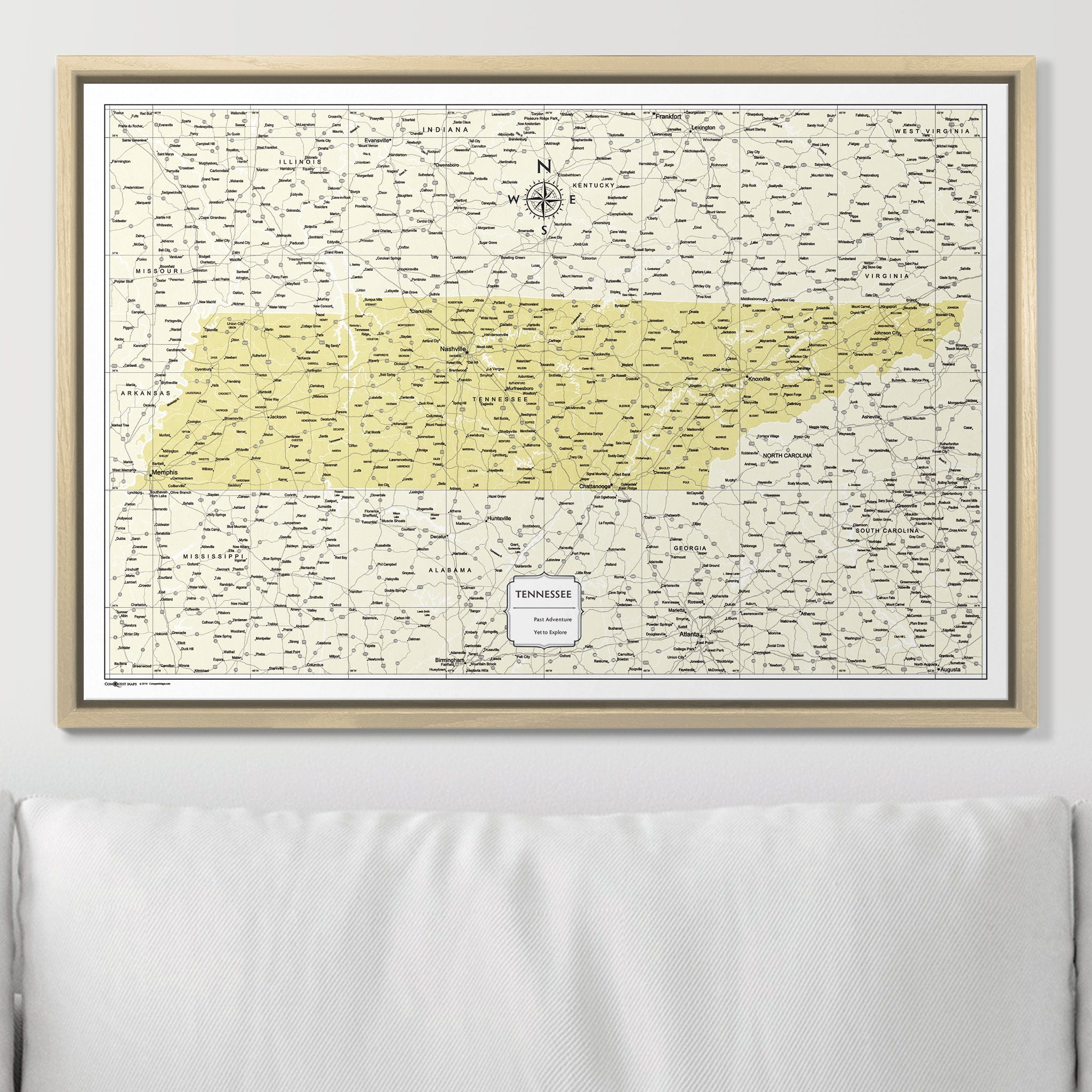 Push Pin Tennessee Map (Pin Board) - Yellow Color Splash CM Pin Board