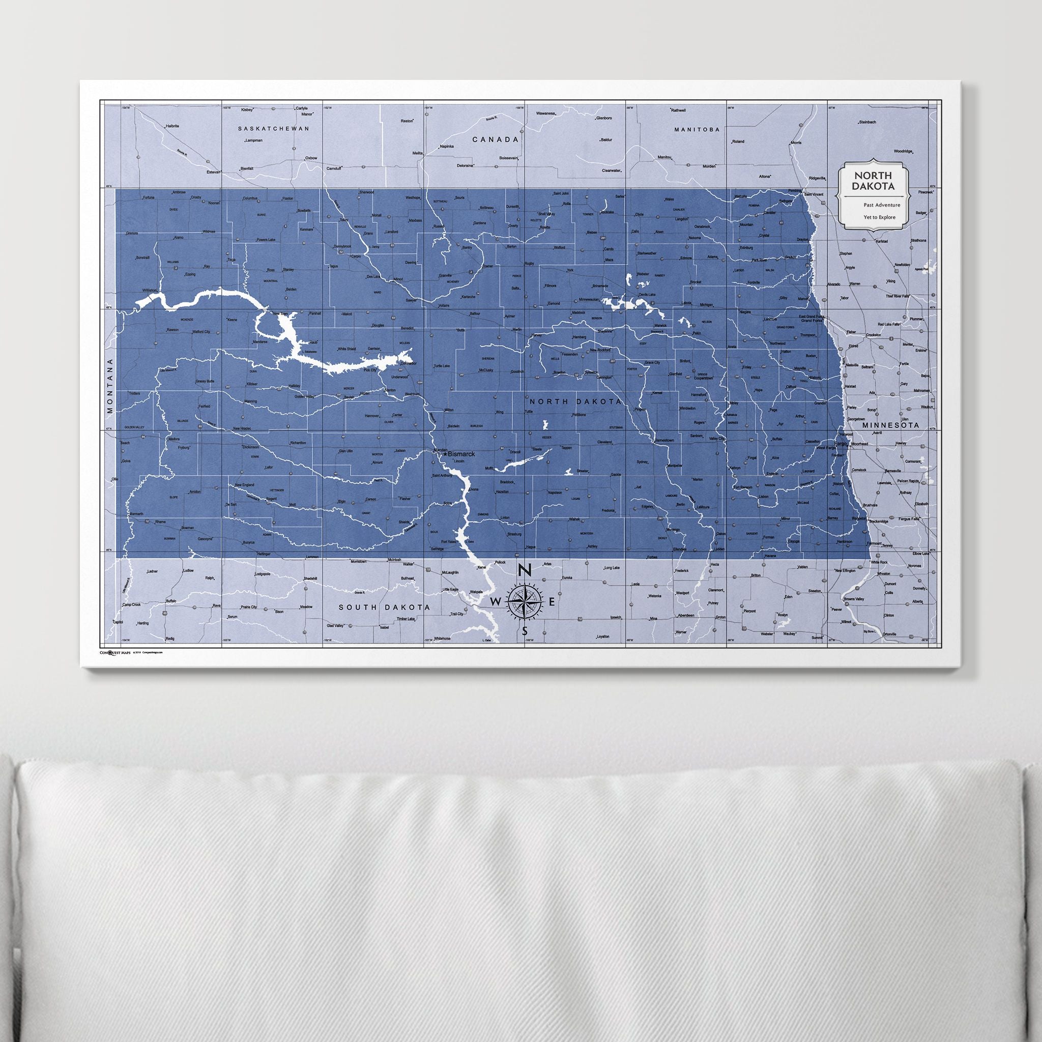 Push Pin North Dakota Map (Pin Board) - Navy Color Splash CM Pin Board