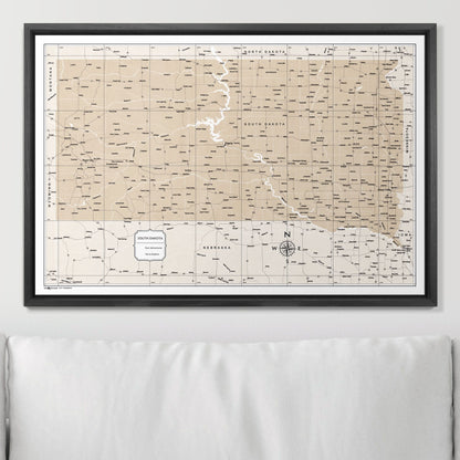 Push Pin South Dakota Map (Pin Board) - Light Brown Color Splash CM Pin Board