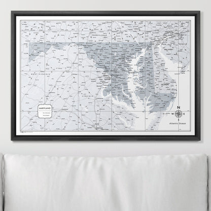 Push Pin Maryland Map (Pin Board) - Light Gray Color Splash CM Pin Board