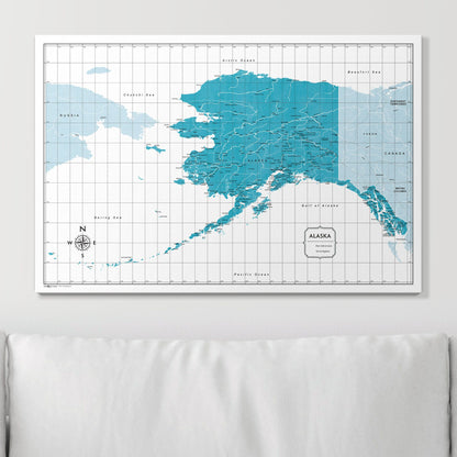 Push Pin Alaska Map (Pin Board) - Teal Color Splash CM Pin Board