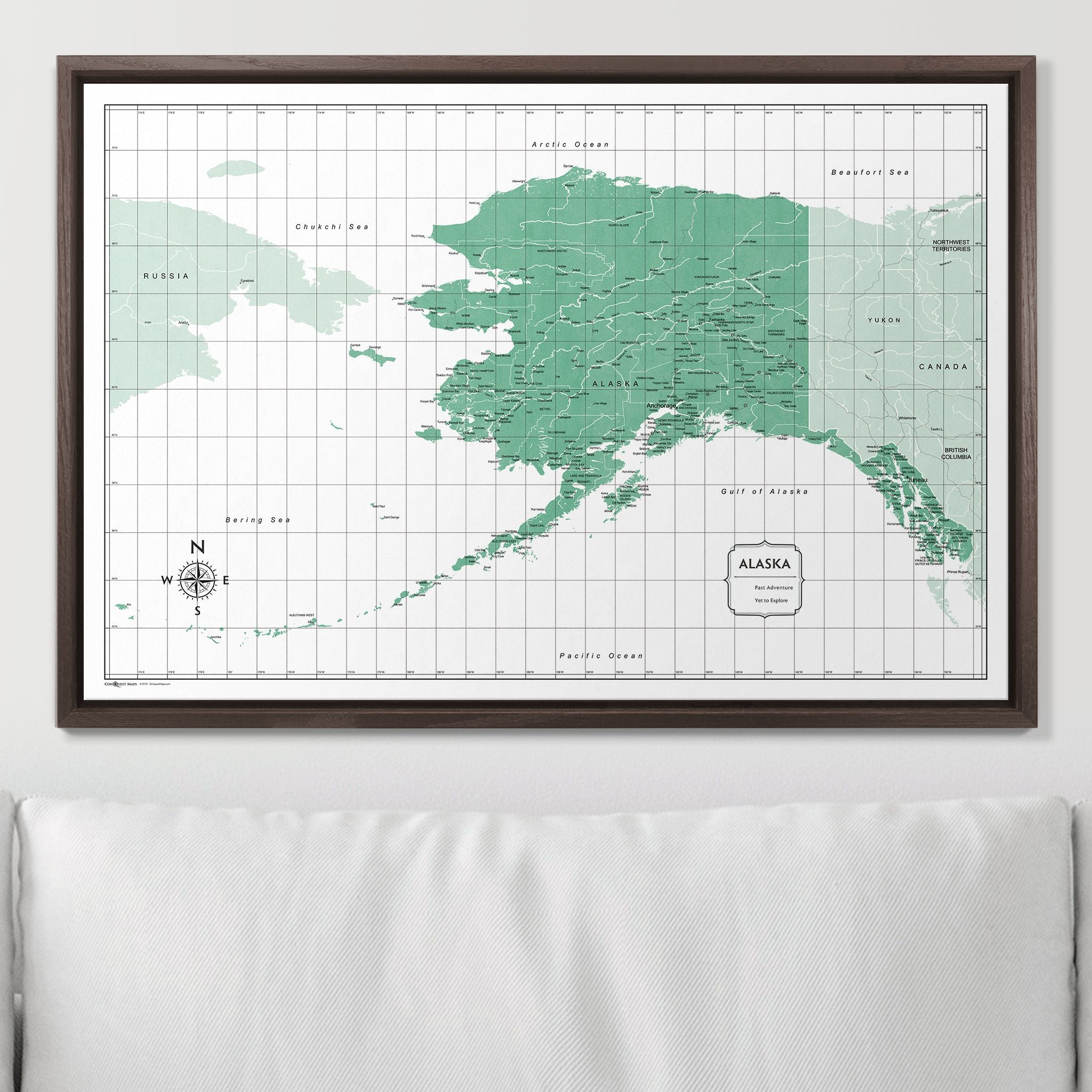 Push Pin Alaska Map (Pin Board) - Green Color Splash CM Pin Board