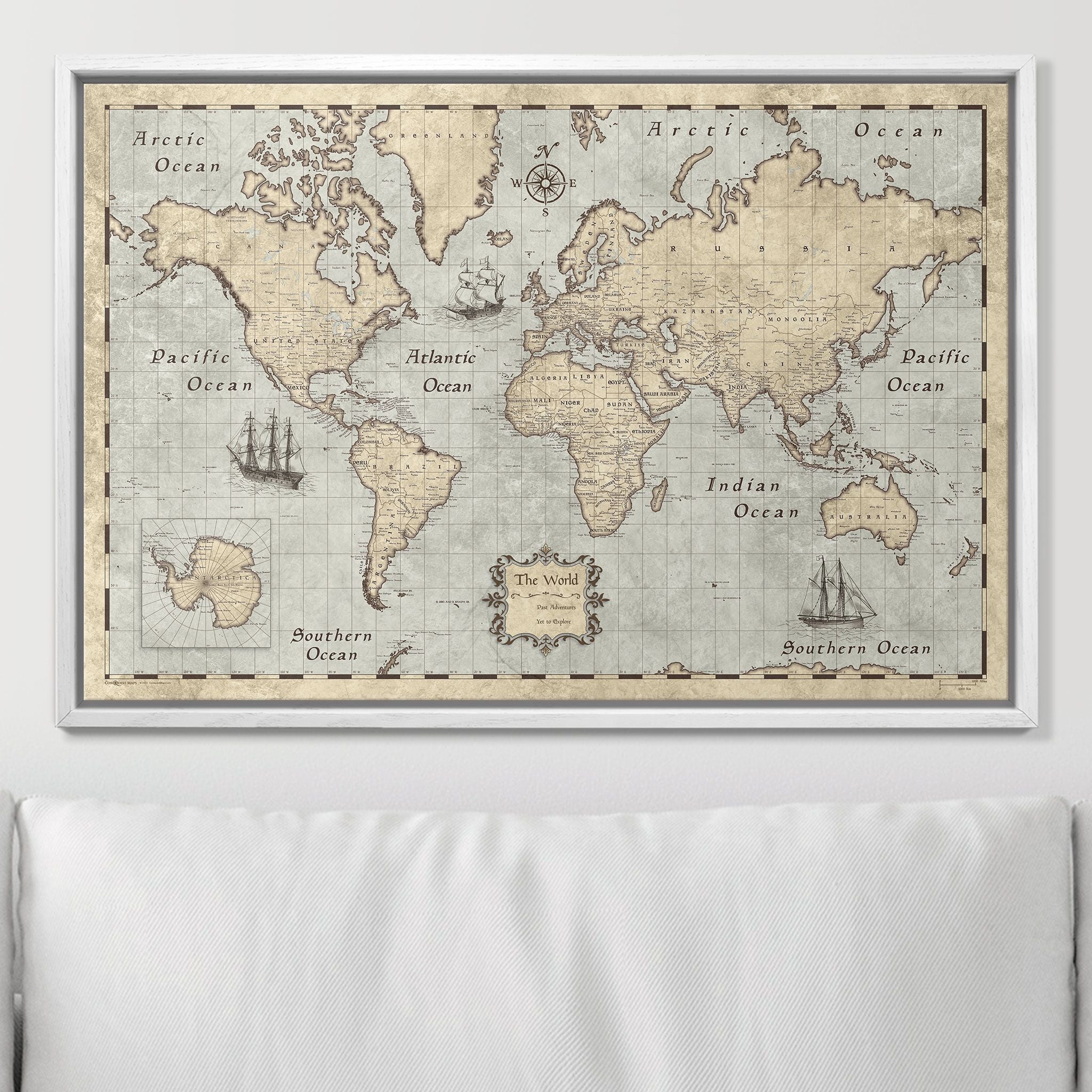 Push Pin World Map (Pin Board) - Rustic Vintage CM Pin Board