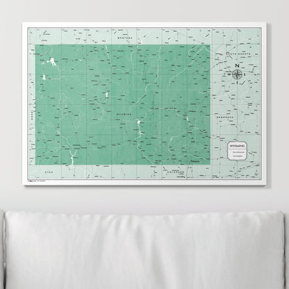 Push Pin Wyoming Map (Pin Board) - Green Color Splash CM Pin Board