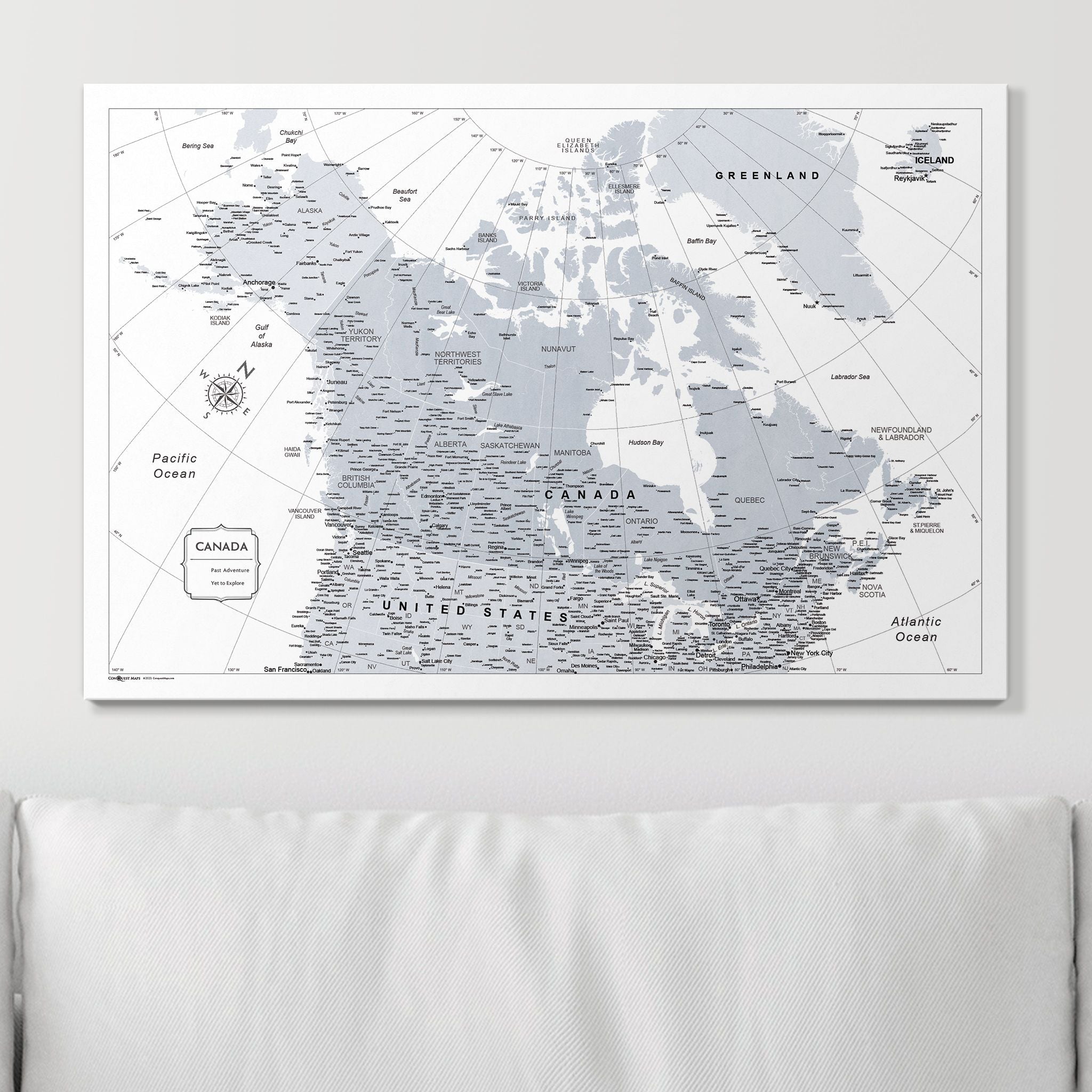 Push Pin Canada Map (Pin Board) - Light Gray Color Splash CM Pin Board