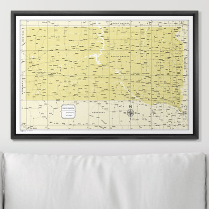 Push Pin South Dakota Map (Pin Board) - Yellow Color Splash CM Pin Board