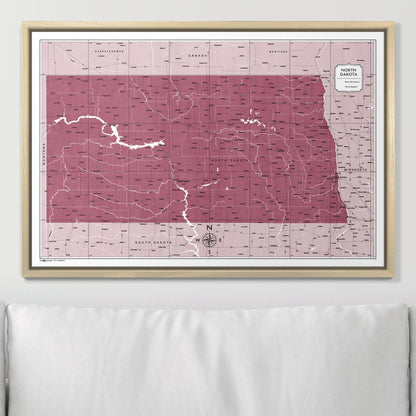 Push Pin North Dakota Map (Pin Board) - Burgundy Color Splash CM Pin Board