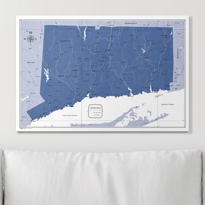 Push Pin Connecticut Map (Pin Board) - Navy Color Splash CM Pin Board