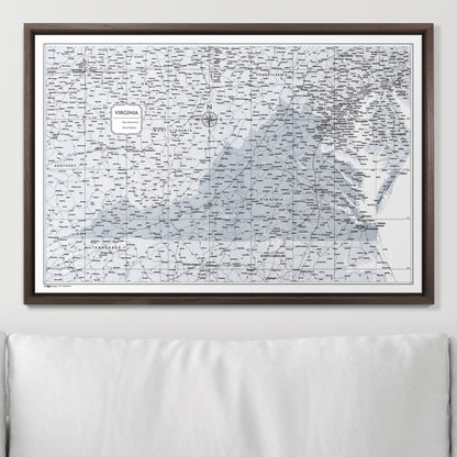 Push Pin Virginia Map (Pin Board) - Light Gray Color Splash CM Pin Board