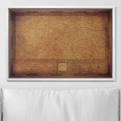 Push Pin Kansas Map (Pin Board) - Golden Aged CM Pin Board