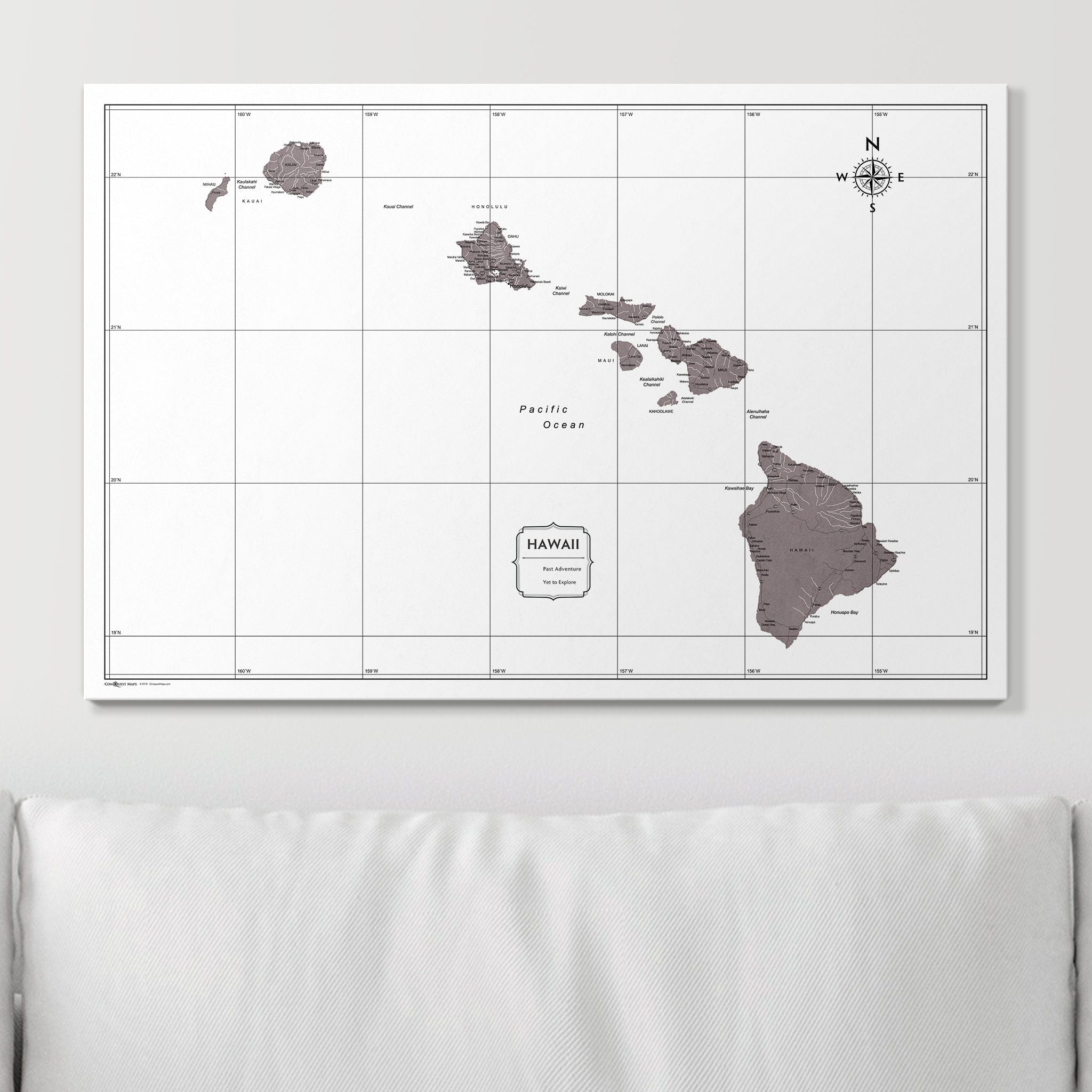 Push Pin Hawaii Map (Pin Board) - Dark Brown Color Splash CM Pin Board