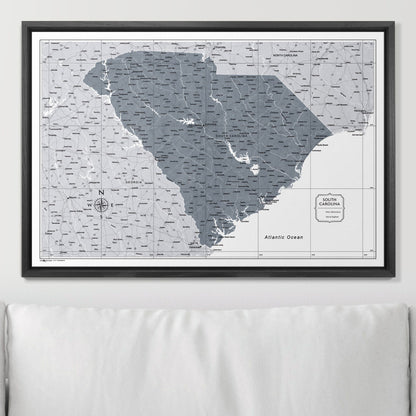 Push Pin South Carolina Map (Pin Board) - Dark Gray Color Splash CM Pin Board