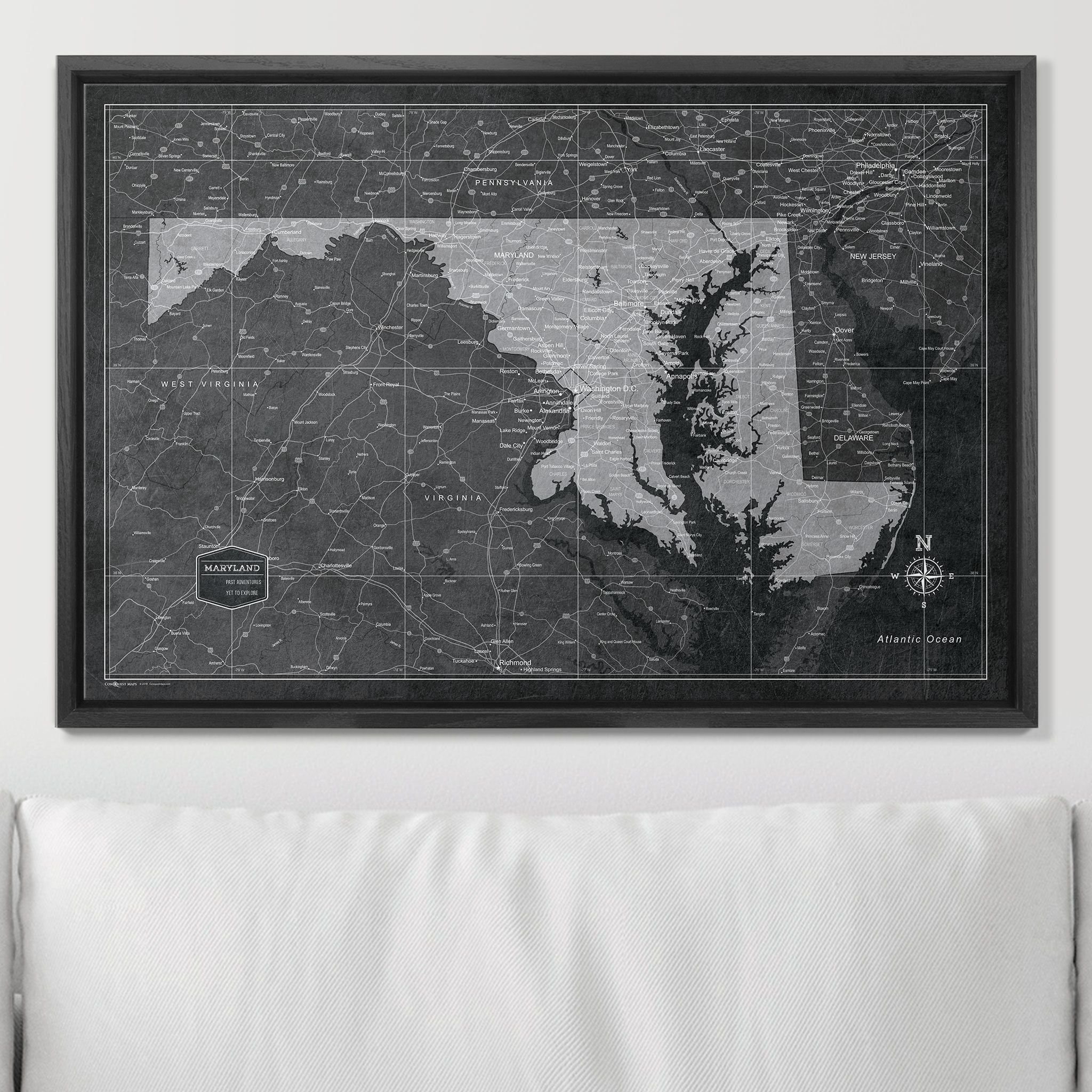 Push Pin Maryland Map (Pin Board) - Modern Slate CM Pin Board