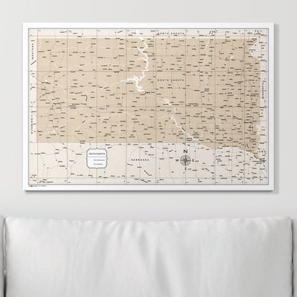 Push Pin South Dakota Map (Pin Board) - Light Brown Color Splash CM Pin Board