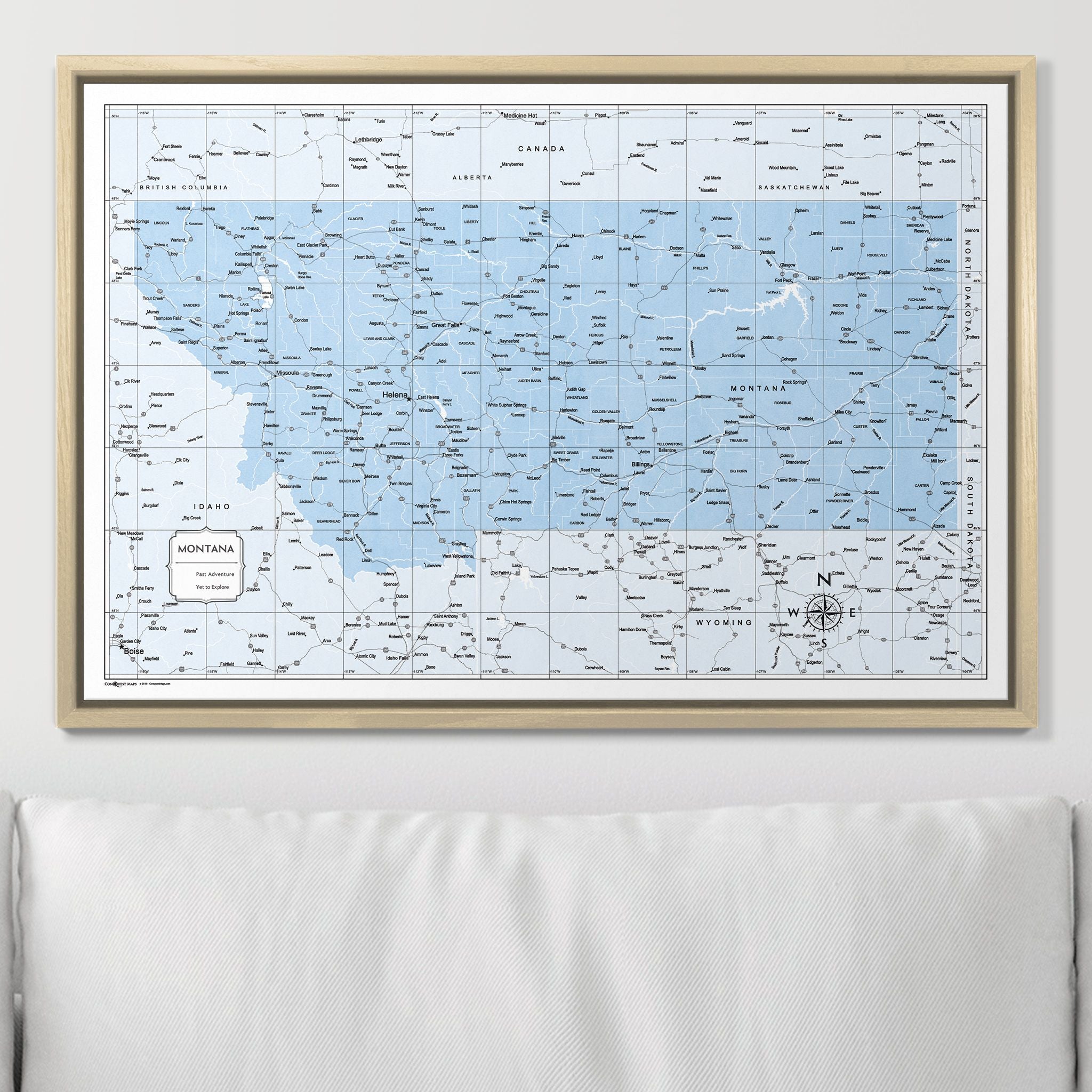 Push Pin Montana Map (Pin Board) - Light Blue Color Splash CM Pin Board