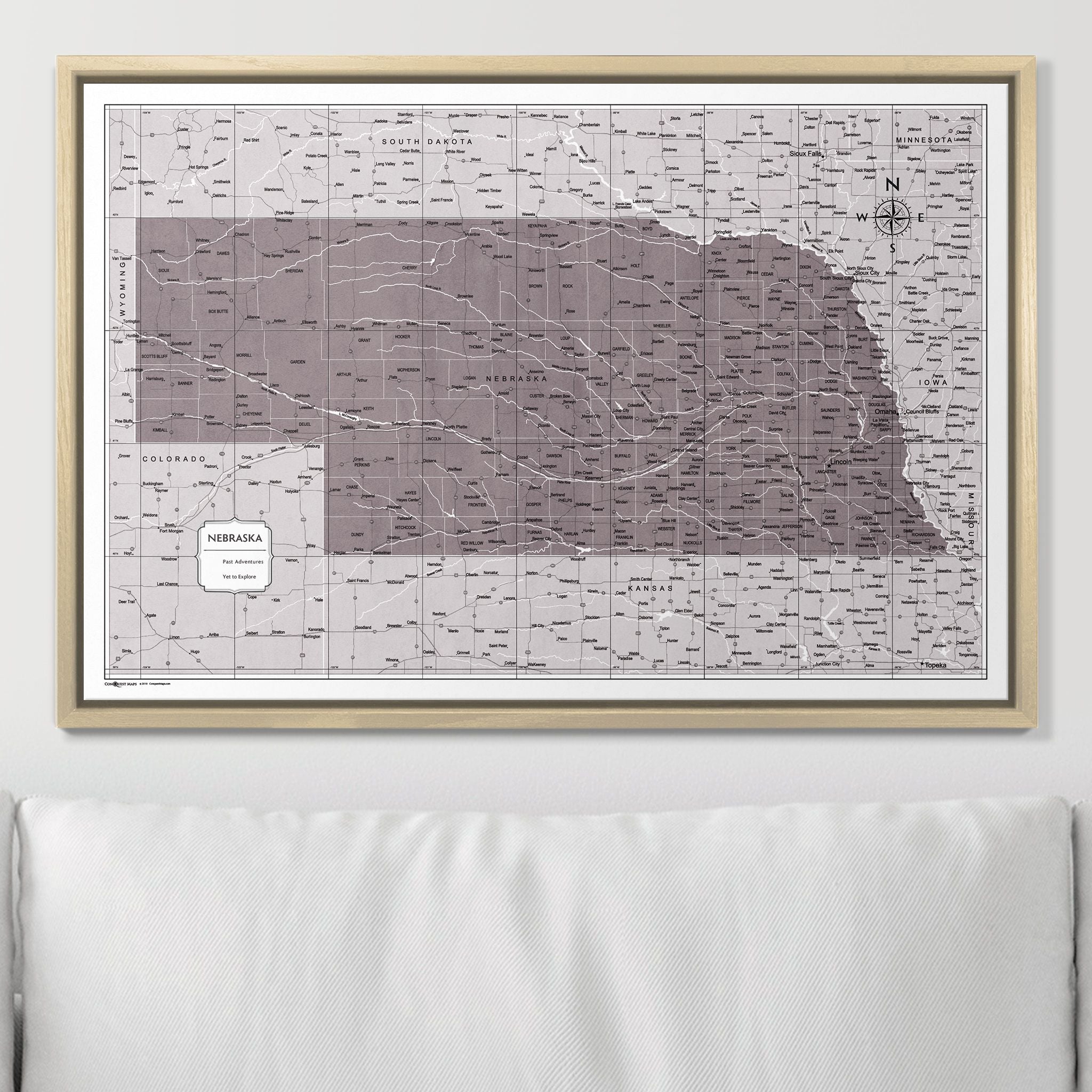 Push Pin Nebraska Map (Pin Board) - Dark Brown Color Splash CM Pin Board