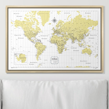 Push Pin World Map (Pin Board) - Yellow Color Splash CM Pin Board