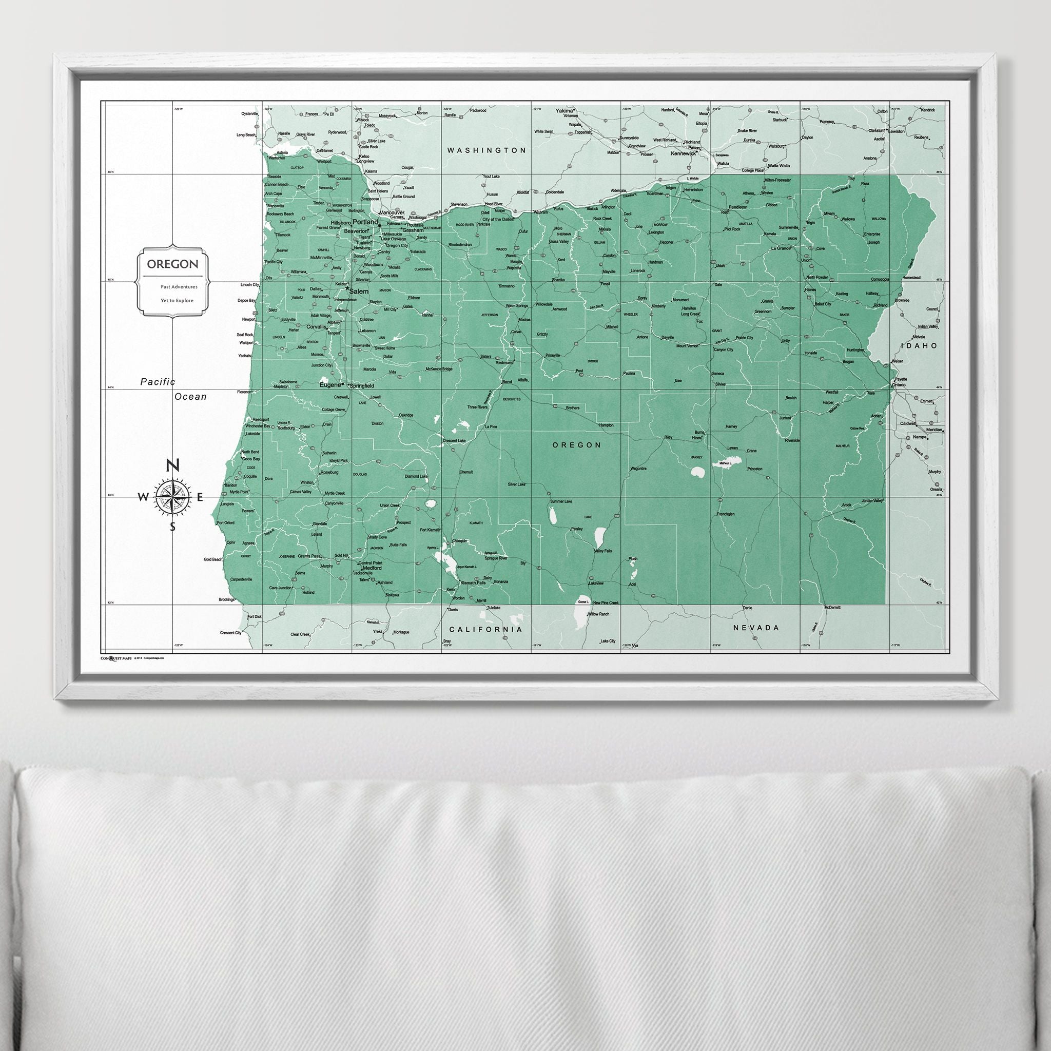 Push Pin Oregon Map (Pin Board) - Green Color Splash CM Pin Board