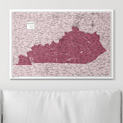 Push Pin Kentucky Map (Pin Board) - Burgundy Color Splash CM Pin Board