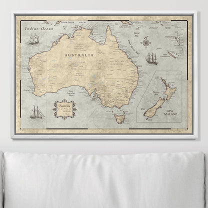 Push Pin Australia Map (Pin Board) - Rustic Vintage CM Pin Board