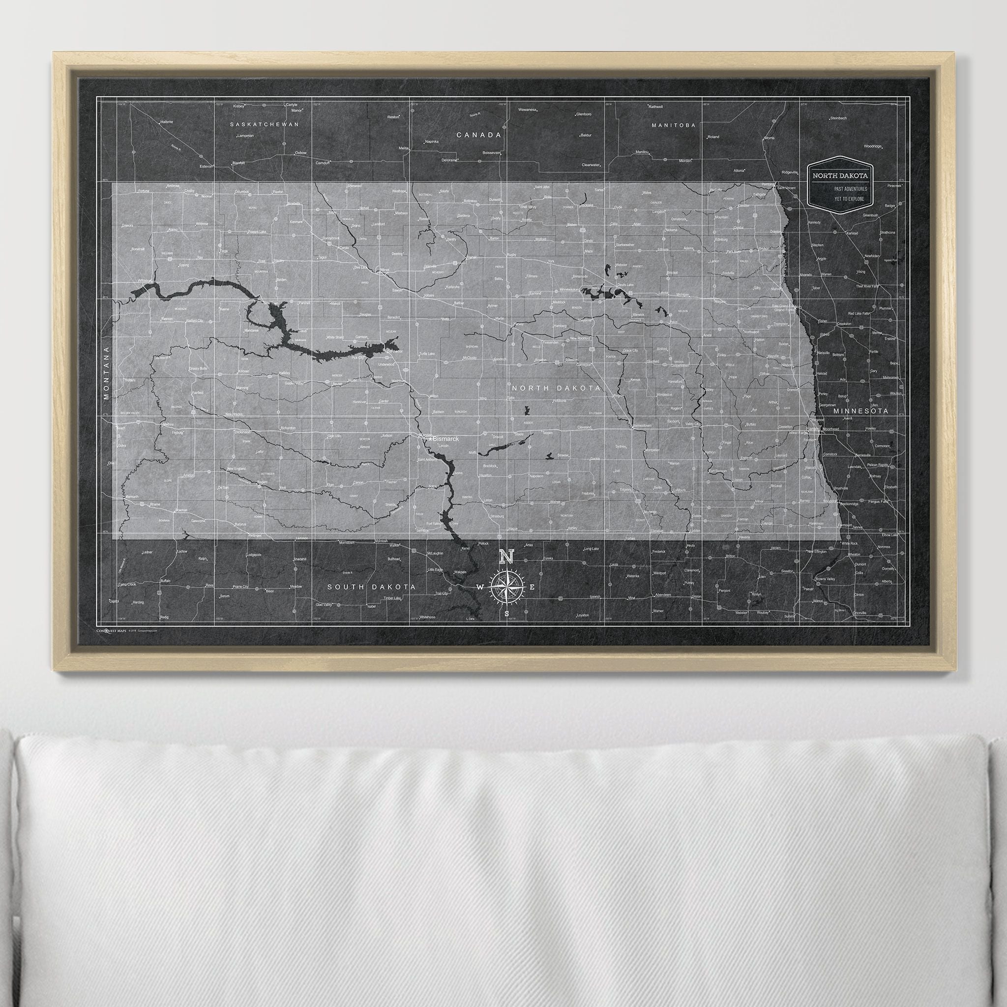 Push Pin North Dakota Map (Pin Board) - Modern Slate CM Pin Board