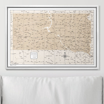 Push Pin South Dakota Map (Pin Board) - Light Brown Color Splash CM Pin Board