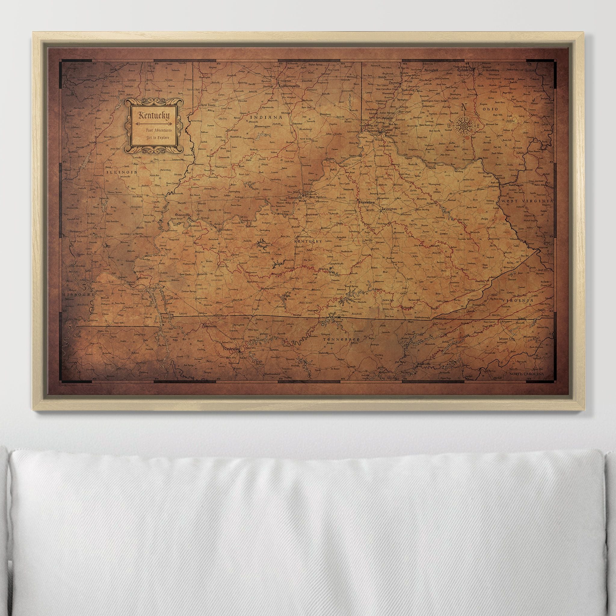 Push Pin Kentucky Map (Pin Board) - Golden Aged CM Pin Board