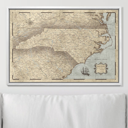 Push Pin North Carolina Map (Pin Board) - Rustic Vintage CM Pin Board