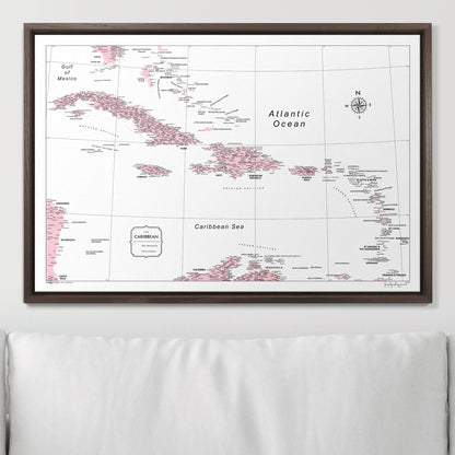 Push Pin Caribbean Map (Pin Board) - Pink Color Splash CM Pin Board