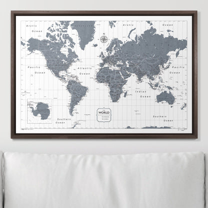 Push Pin World Map (Pin Board) - Dark Gray Color Splash CM Pin Board