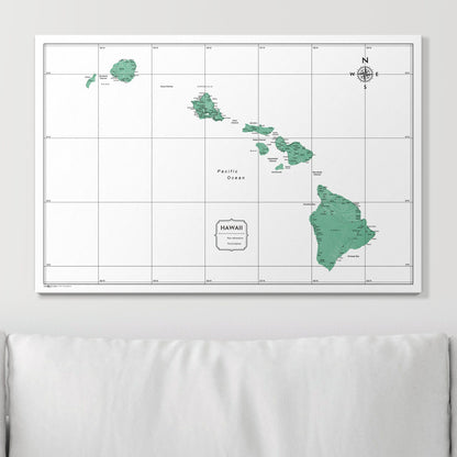 Push Pin Hawaii Map (Pin Board) - Green Color Splash CM Pin Board