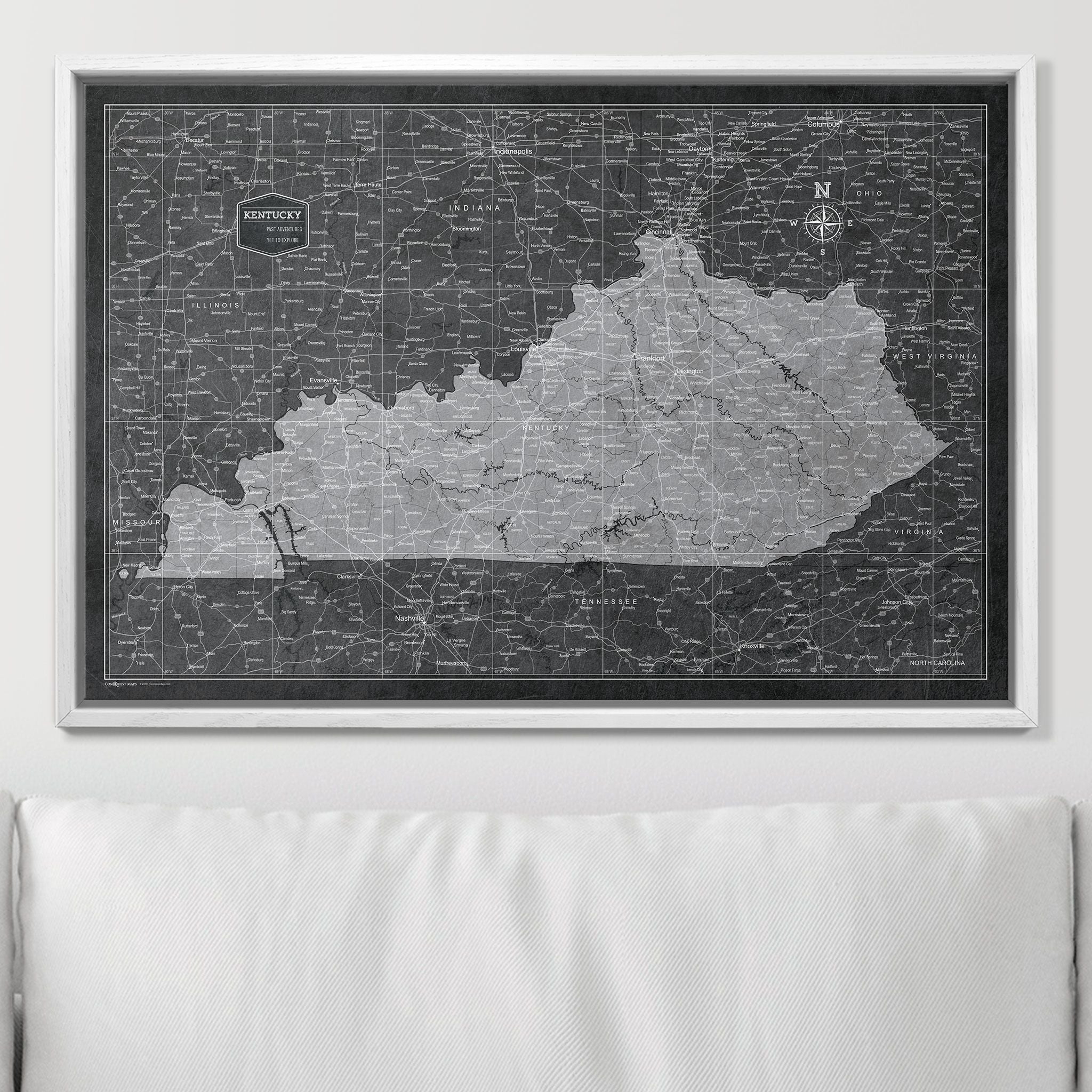 Push Pin Kentucky Map (Pin Board) - Modern Slate CM Pin Board