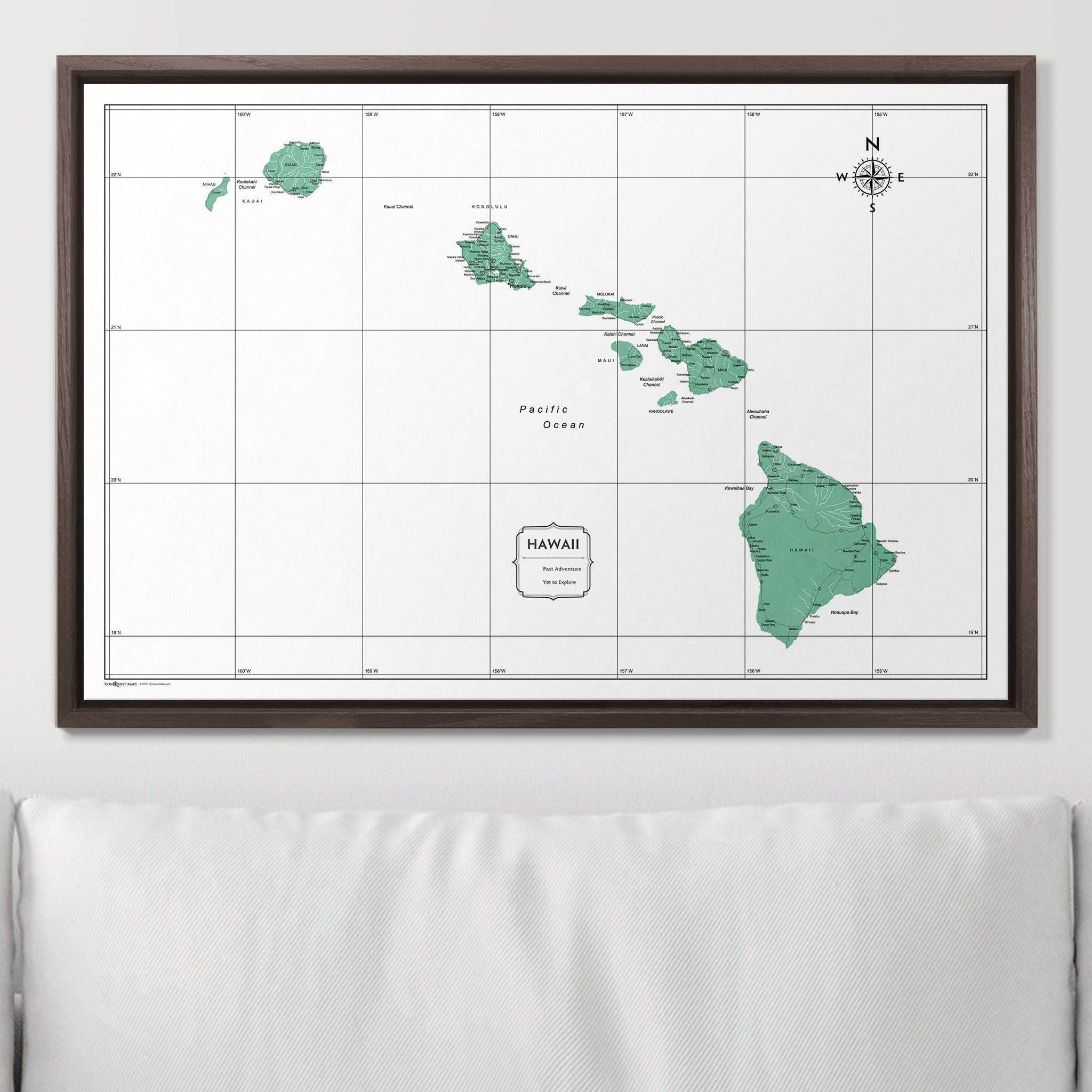 Push Pin Hawaii Map (Pin Board) - Green Color Splash CM Pin Board