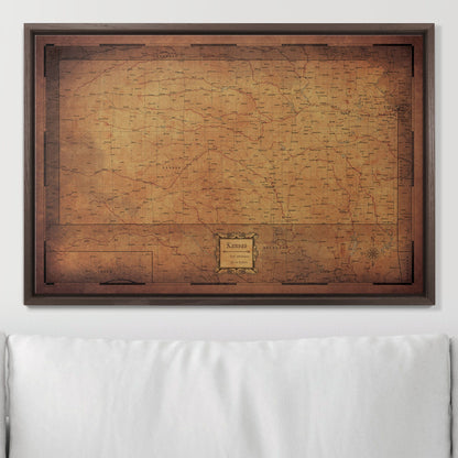 Push Pin Kansas Map (Pin Board) - Golden Aged CM Pin Board