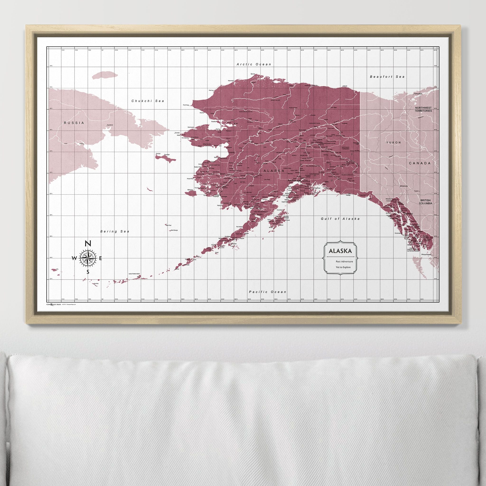 Push Pin Alaska Map (Pin Board) - Burgundy Color Splash CM Pin Board