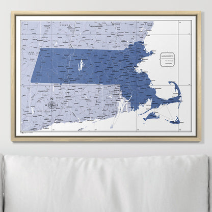 Push Pin Massachusetts Map (Pin Board) - Navy Color Splash CM Pin Board