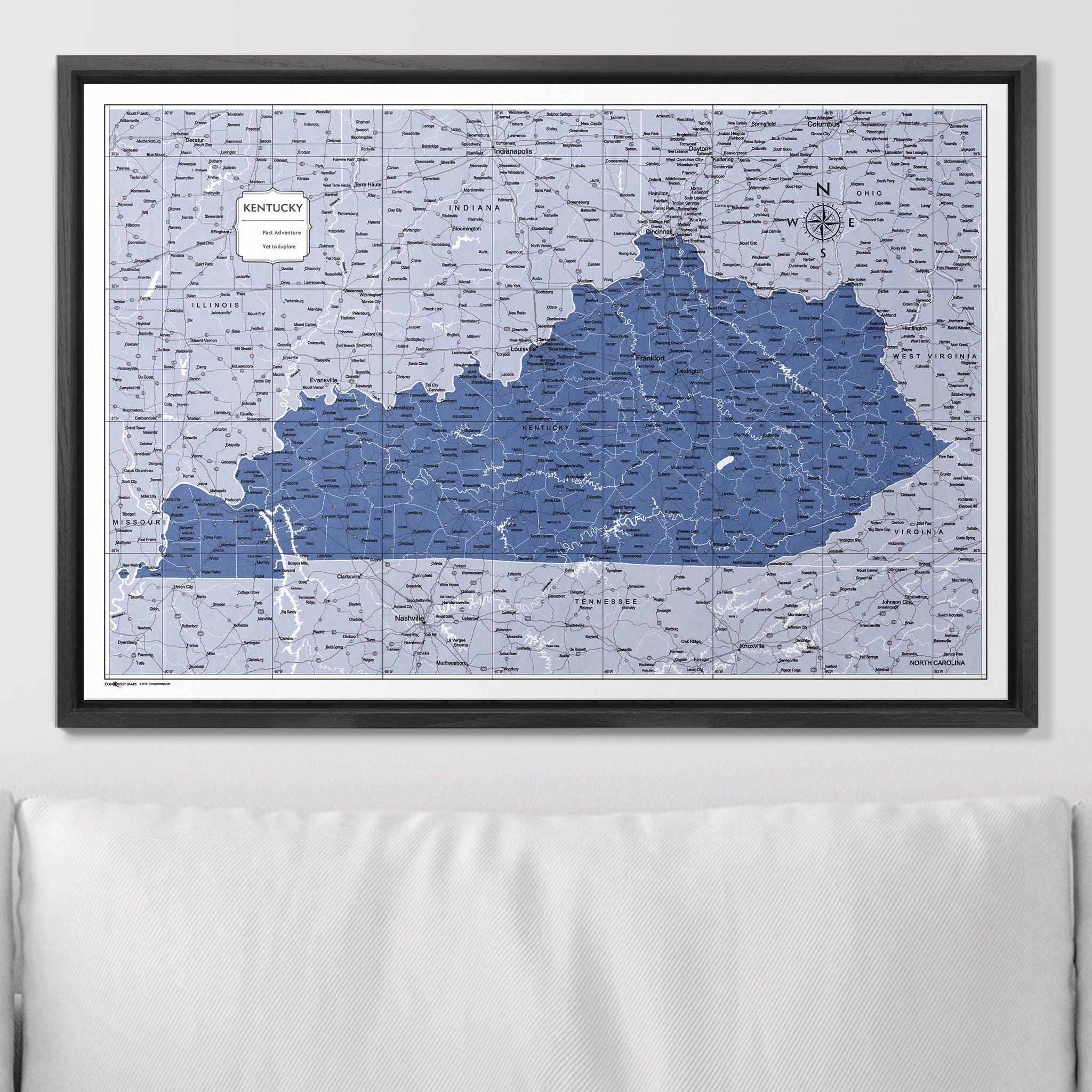 Push Pin Kentucky Map (Pin Board) - Navy Color Splash CM Pin Board