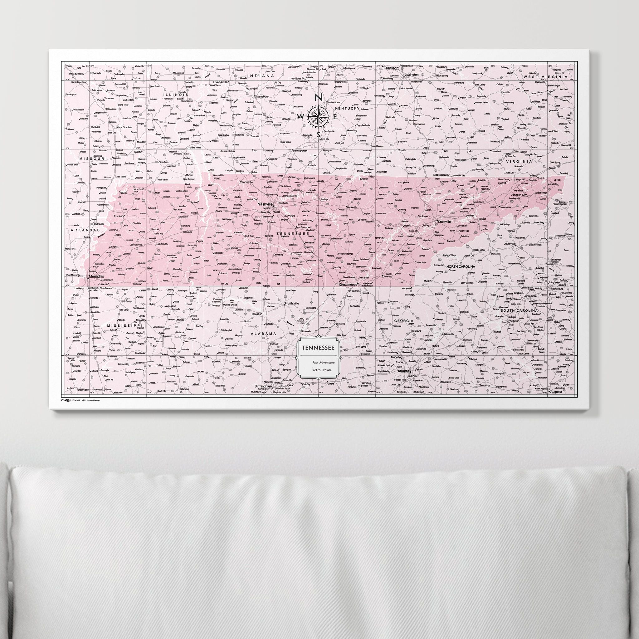 Push Pin Tennessee Map (Pin Board) - Pink Color Splash CM Pin Board